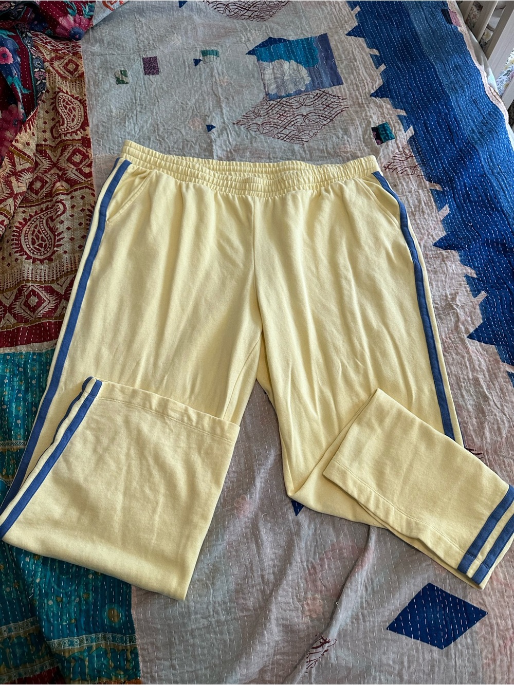 Old Navy Yellow Joggers with Blue Side Stripes